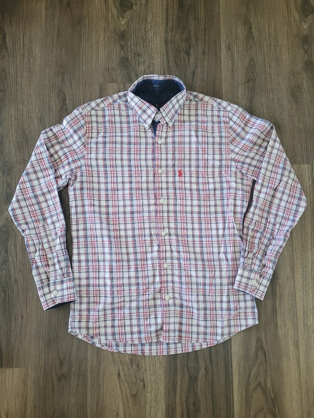 Men's M Red & Blue Plaid Button-Up Shirt Ralph Lauren